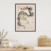 Draco en Ursa Minor door Sidney Hall Poster (Keuken)