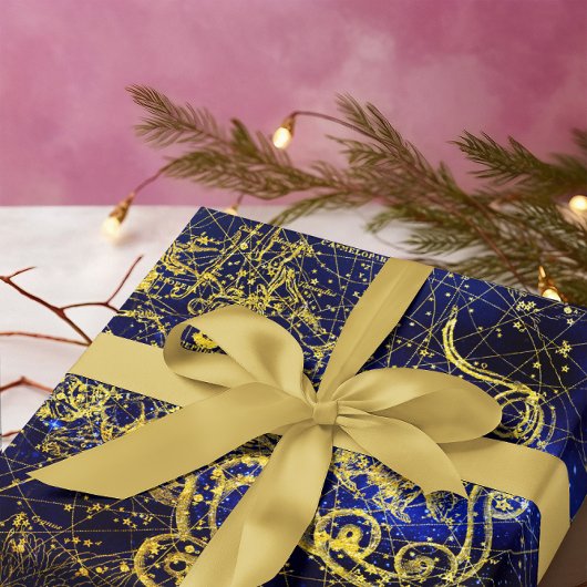 Draco Gold Celestial Constellation Inpakpapier Vel