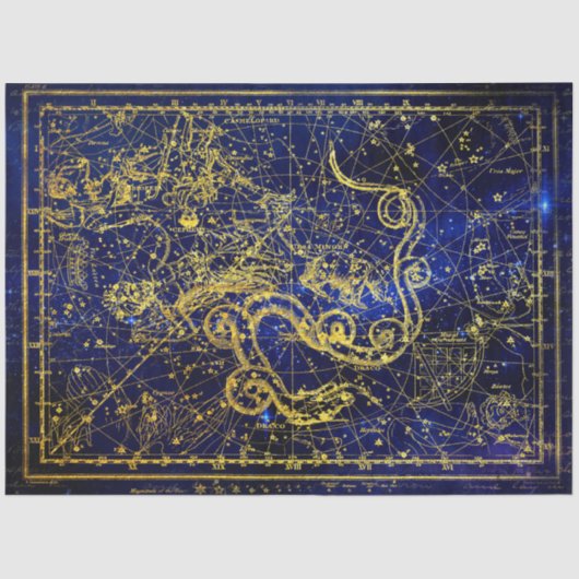 Draco Gold Celestial Constellation Tissuepapier (Voorkant)