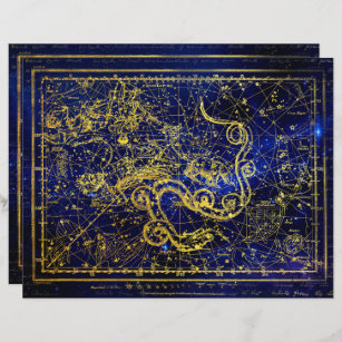 Draco Gold Constellation Scrapbook Paper