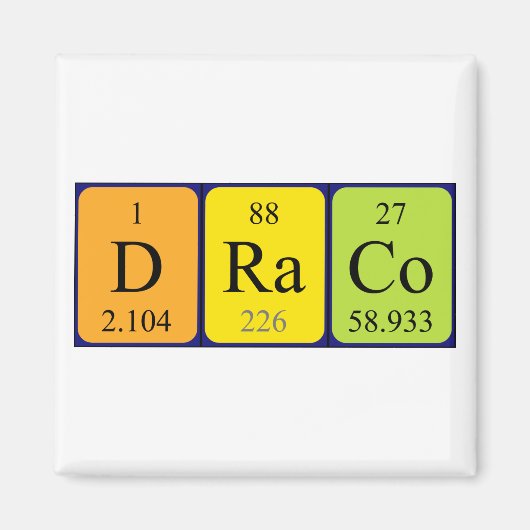 Draco periodiek table name magnet (Voorkant)