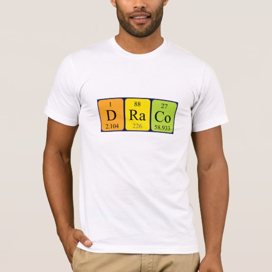 Draco periodiek table name shirt (Voorkant)