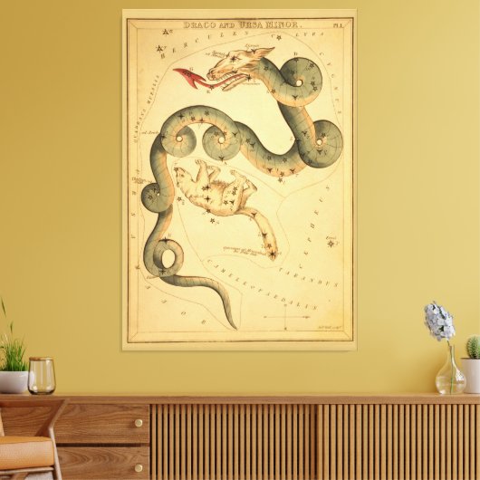 Draco the Dragon - Astronomische Star Chart Canvas Afdruk (Insitu (Woonkamer))
