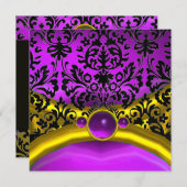 DRACOLIEF GOUDE PAARSE ZWARTE DAMASTE MONOGRAM KAART (Voorkant / Achterkant)