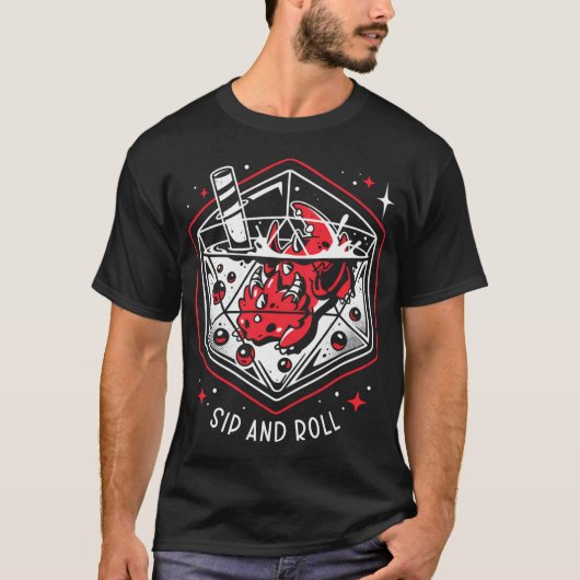 Draconic Bubble Tea - Dragon D20 Dice T-shirt (Voorkant)
