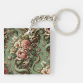 Drac's Finery - Gothic Dragon Bloemen Kussen Sleutelhanger (Achterkant)