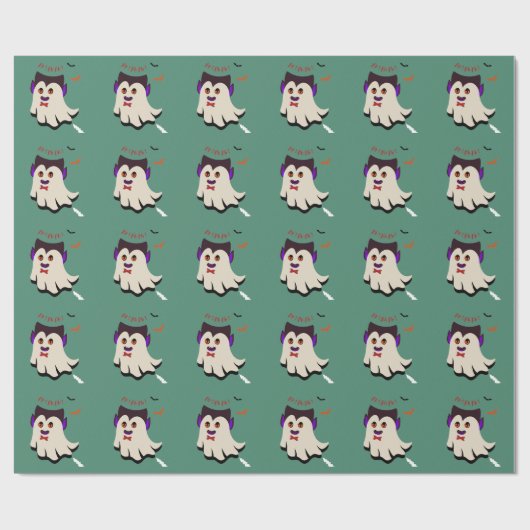 Dracula Boo Pattern Bay Leaf Wrapping Paper Cadeaupapier (Vlak)