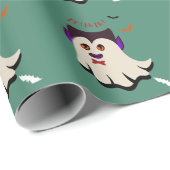 Dracula Boo Pattern Bay Leaf Wrapping Paper Cadeaupapier (Rol Hoek)