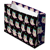 Dracula Boo Pattern Black Large Gift Bag Groot Cadeauzakje (Voorkant Gekanteld)