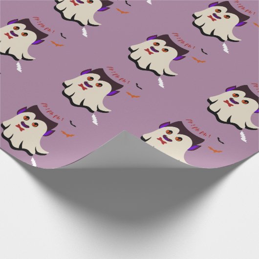 Dracula Boo Pattern Lavender Wrapping Paper Cadeaupapier (Hoek)