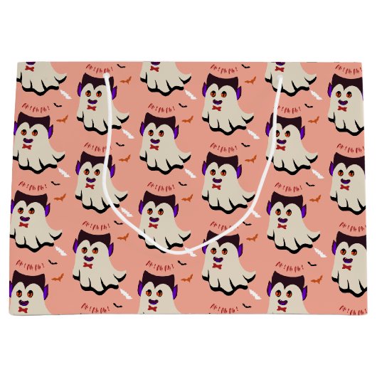 Dracula Boo Pattern Roos Bud Large Gift Bag Groot Cadeauzakje (Voorkant)