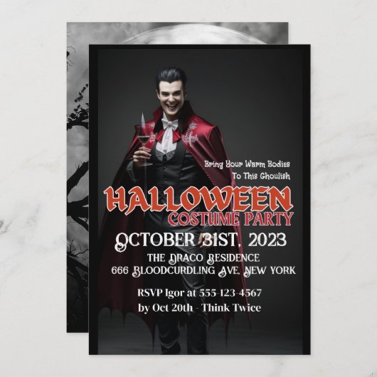 Dracula Cocktail Halloween Party Uitnodiging (Voorkant / Achterkant)