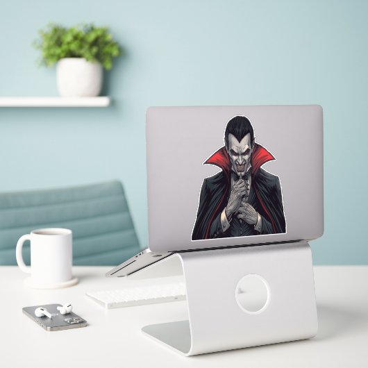 Dracula Dark Scary Halloween Theme Sticker (Laptop op bureau)