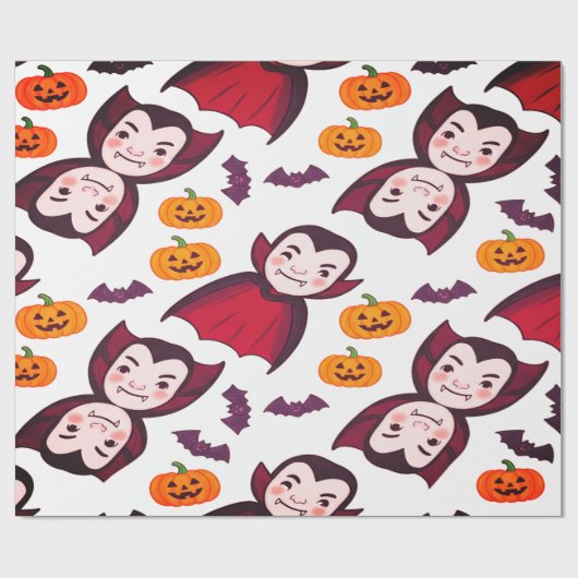 Dracula en Vleermuizen Spookpret Halloween Cadeaupapier (Vlak)