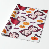 Dracula en Vleermuizen Spookpret Halloween Cadeaupapier (Uitgerold)