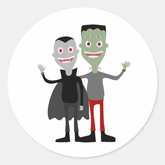 Dracula & Frankenstein Ronde Sticker (Voorkant)