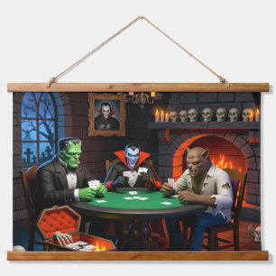 DRACULA & FRANKENSTEIN'S HALLOWEEN MONSTER POKER HANGEND WANDKLEED
