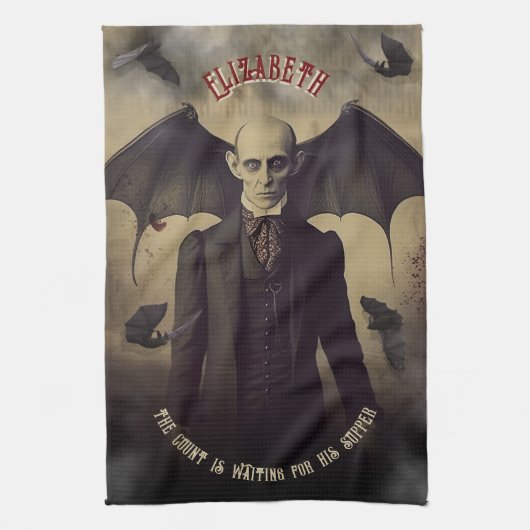 Dracula Gothic Horror Halloween Theedoek (Verticaal)