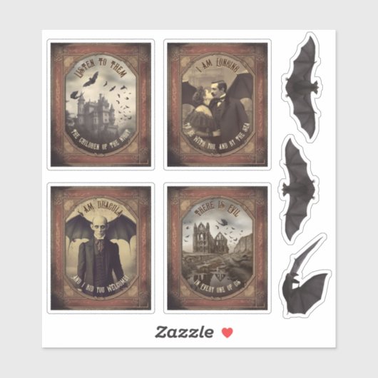  Dracula Gothic Retro Halloween Party Favor Sticker (Vel)