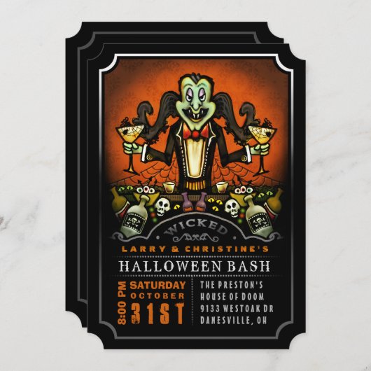 Dracula Halloween Bash Party Fun Uitnodiging (Voorkant / Achterkant)