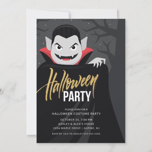 Dracula Halloween Kostuum Party Kaart (Voorkant)