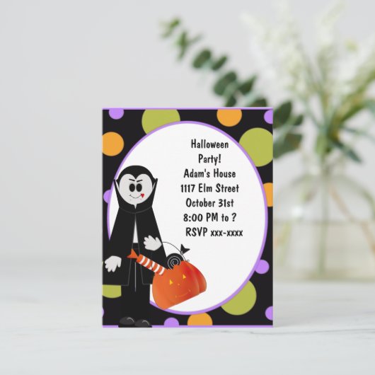 Dracula Halloween Party Invitation ~ Customize! Kaart (Staand voorkant)