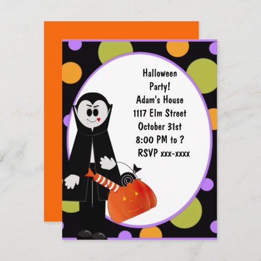 Dracula Halloween Party Invitation ~ Customize! Kaart (Voorkant / Achterkant)