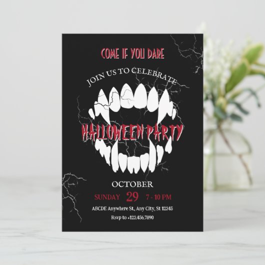 Dracula Halloween Uitnodiging (Staand voorkant)