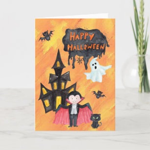 Dracula Haunted House Kinder Halloween Kaart
