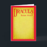 Dracula Hoesje van de eerste editie Kaart<br><div class="desc">Eerste editie cover van de roman Dracula van Bram Stoker. De roman van Bram Stoker, gepubliceerd in 1897. Een epistolische roman, het verhaal is gerelateerd door middel van brieven, dagboekinzendingen en krantenartikelen. Het heeft geen hoofdpersoon en opent met advocaat Jonathan Harker die een zakenreis maakt om te verblijven in het...</div>