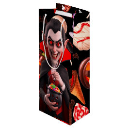 Dracula houdt van Snoep Spooky Halloween Wijn Cadeautas
