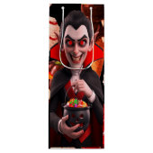 Dracula houdt van Snoep Spooky Halloween Wijn Cadeautas (Voorkant)