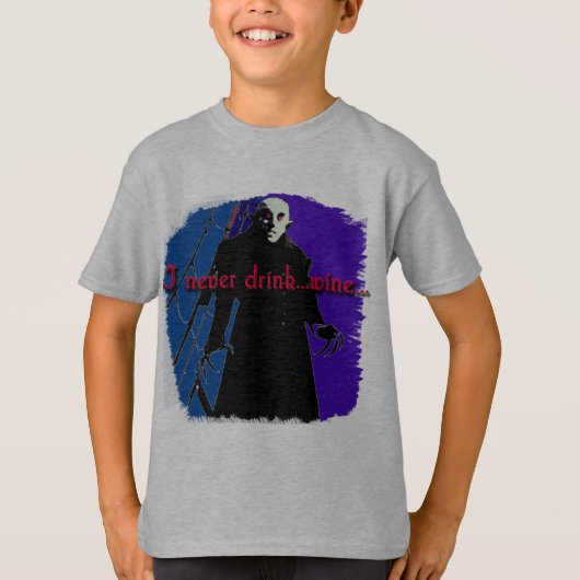 Dracula I Drink nooit ... Wijn T-shirt (Voorkant)