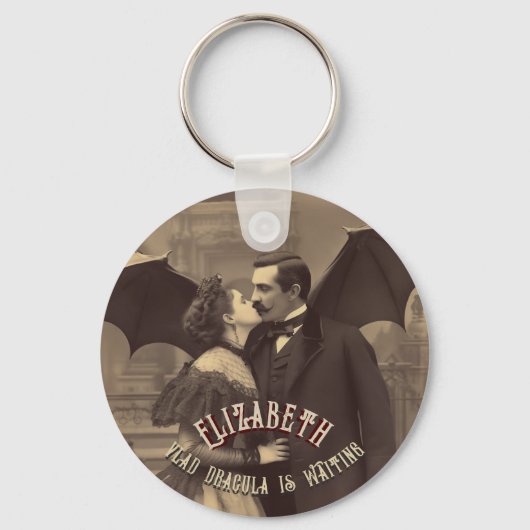 Dracula Kiss  Gotische Halloween Party Favor Sleutelhanger (Achterkant)
