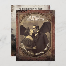 Dracula Kissing Meisje Halloween Uitnodiging