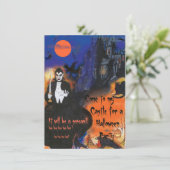 Dracula Long Black Cape en Spooky Castle Art Kaart (Staand voorkant)