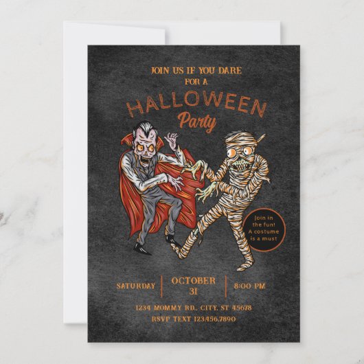 Dracula Mama Halloween Party Kaart (Voorkant)