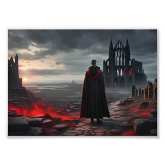 Dracula op weg naar de ruïnes van Whitby Abbey Foto Afdruk