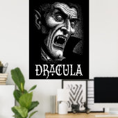 Dracula Portrait Black and White Poster (Thuiskantoor)