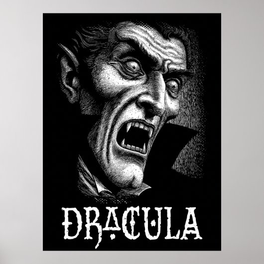 Dracula Portrait Black and White Poster (Voorkant)