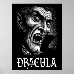 Dracula Portret Zwart en Wit Poster
