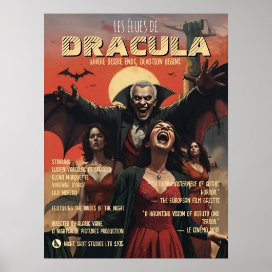 Dracula Poster Gotische Vampier Donkere Horror Kun (Voorkant)