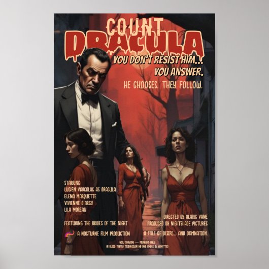 Dracula Poster Oudgods Gothische Vampier Horror (Voorkant)