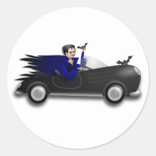 Dracula Rijden een Cabrio Ronde Sticker