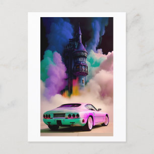 Dracula rijdt in een sportwagen - Ken Gage Art Briefkaart