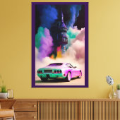 Dracula rijdt in een sportwagen - Ken Gage Art Canvas Afdruk (Insitu (Woonkamer))