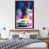 Dracula rijdt in een sportwagen - Ken Gage Art Canvas Afdruk (Insitu (Slaapkamer))
