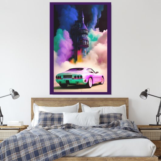 Dracula rijdt in een sportwagen - Ken Gage Art Canvas Afdruk (Insitu (Slaapkamer))