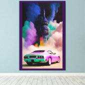Dracula rijdt in een sportwagen - Ken Gage Art Canvas Afdruk (Insitu (Houten vloer))