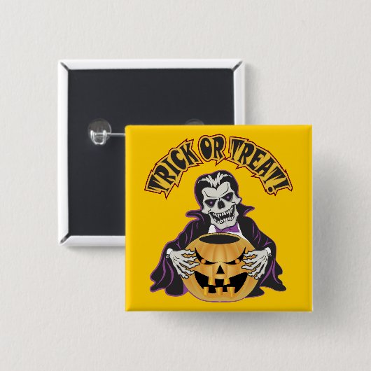 Dracula Skull Vierkante Button 5,1 Cm (Voorkant /achterkant)